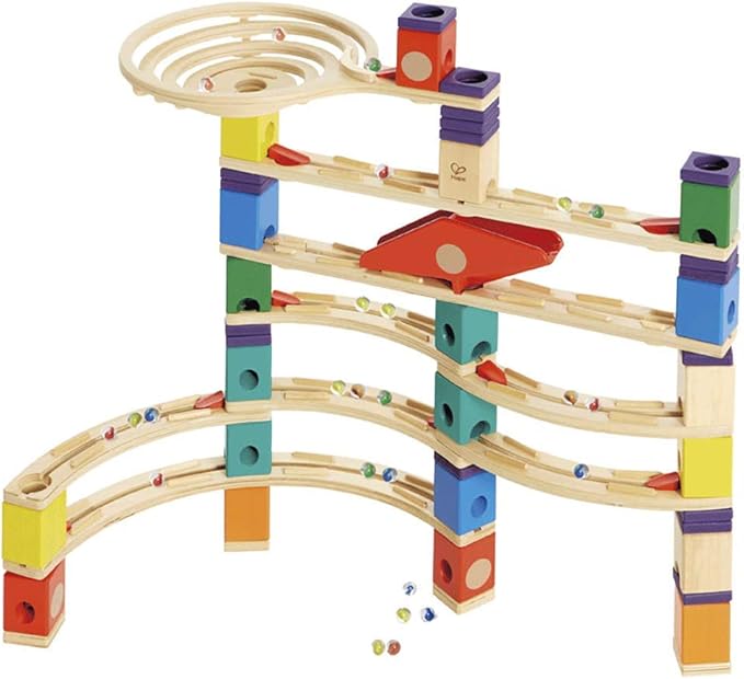 Hape Wooden Quadrilla Marble Run Vertigo Construction with Instruction| 134-PIECE STEM Educational Learning Toys for Kids