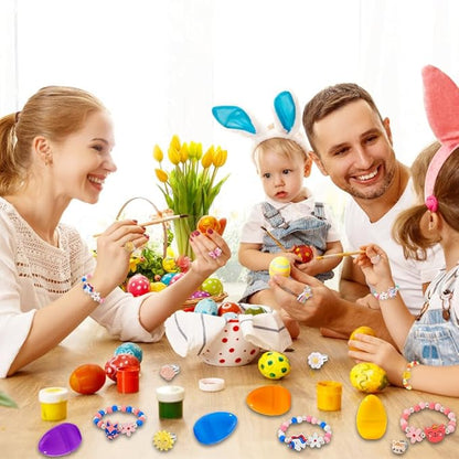 12 Pack Prefilled Easter Eggs with 24pcs Bracelets Rings Easter Basket Stuffers Easter Egg Fillers for Girls Party Favors Kids Toddler Easter Gifts