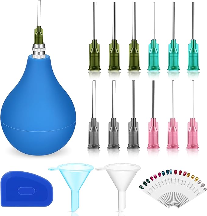 Dandat 34 Pcs Pottery Tools Supplies Ceramic Precision Applicator Slip Trailing Bottles Ceramic Precision Tips Applicator 3 Ounce Clay Tools Set Needle Tip Squeeze Bottle for Pottery Glaze(Blue)