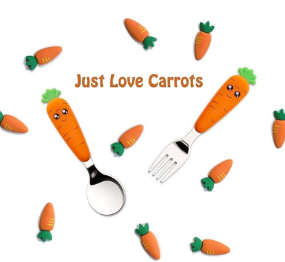 Ginbear Toddler Utensils with Case, Kids Spoons and Forks Self-feeding, Stainless Steel Baby Silverware, Child Flatware Sets, Travel Cutlery Set for Ages 18 Months+