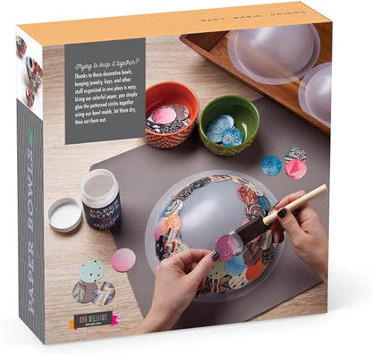 Craft Crush Paper Bowls Craft Kit - Creates 3 DIY Decorative Bowls Easy-to-Make Colorful Bowls for Small Items, Desk Organization - Includes Glue & Foam Applicator - Paper Craft Kit for Ages 13 & up
