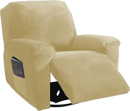 NORTHERN BROTHERS Stretchy Recliner Chair Covers, Velvet Recliner Covers, Lazy Boy Chair Cover (Beige, 1 Seat)