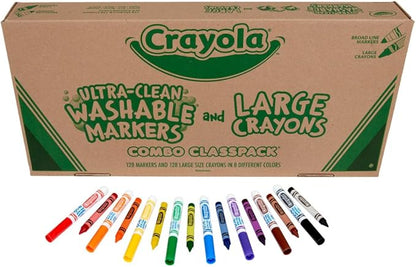 Crayola Large Crayons & Ultra Clean Washable Markers (256 Count), Assorted Colors, Styles Vary
