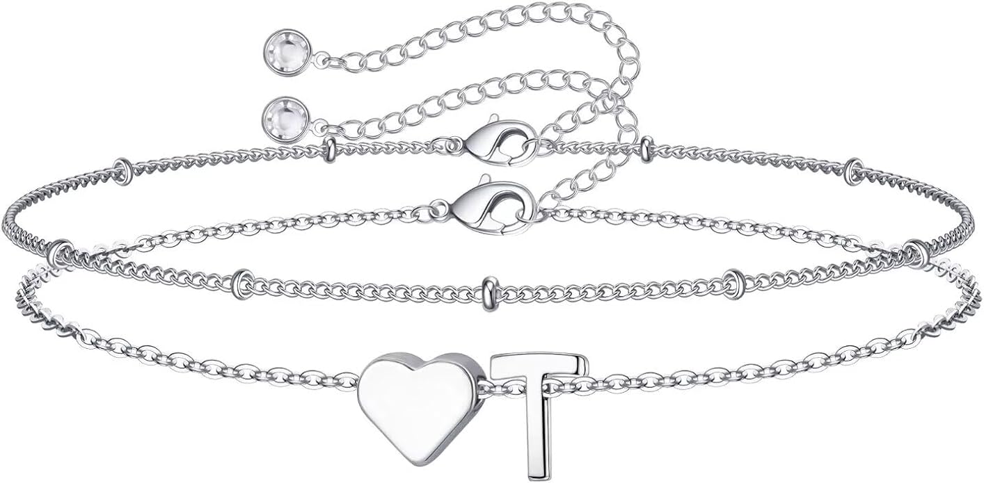 M MOOHAM Mothers Day Gifts for Kids Teens Girls - 14K-Gold-Plated Heart Initial A-Z Bracelets for Women Girl Dainty Gold Bracelets Birthday Mothers Day Gifts for Mom Grandma Teenage Girls Kids Teens