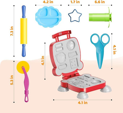 Dough Tools for Kids, 41Pcs Dough Toys Include Play Food Molds - Cupcakes, Ice Cream, Burger, Fries, Noodle, Play Bulk Pack with Roller, Cutters, Scissor, Dough Mat and Storage Bag Gifts (Tools)