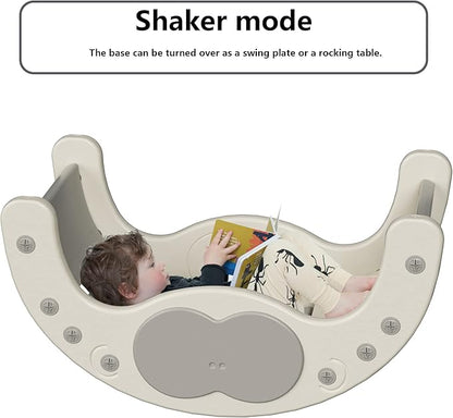Children's Indoor Climbing Slideway Swing Playground 4-in-1 Function: Slide, Rock Climbing, Balance Board and Cradle Safe and Solid Montessori Toys White（2 Climbing Frame+3 Sliding Plate）