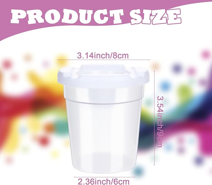 12 Packs No Spill Paint Cups for Kids Small Plastic Paint Containers with Lids Spill Proof Water Cup for Painting, School, Classroom, Art Crafts Supplies