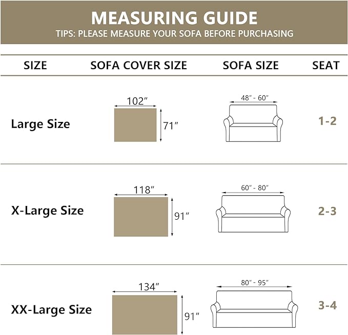 MYSKY HOME Dog Sofa Covers Khaki Couch Cover for 2 Cushion Couch Sofa Tassel Edge L-Shaped Sofa Slipcovers, Loveseat Couch Cushion Cover, Sofa Throw Covers, Furniture Covers for Pets, 91"x 118"