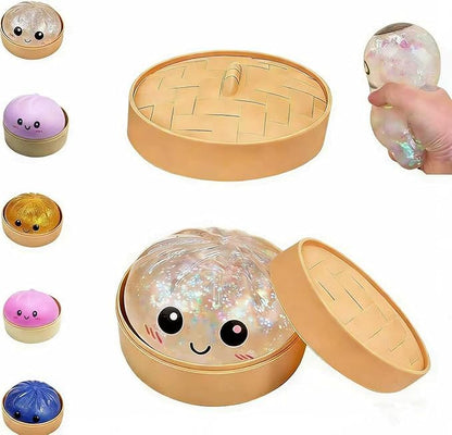 Dumpling Squishies,Glitter Dumpling, Glitter Squishy with Box,Easter Basket Stuffers (Gold)