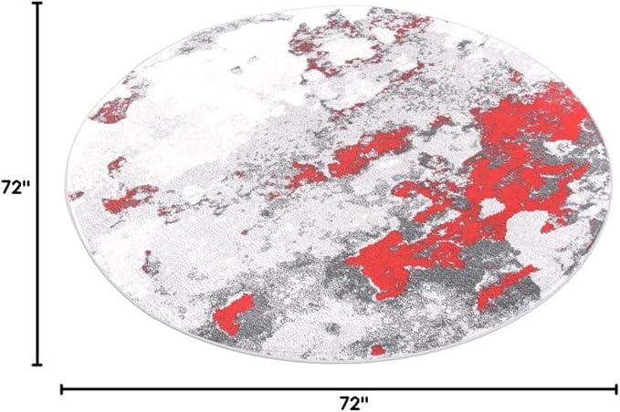 SAFAVIEH Adirondack Collection 6' Round Red / Grey ADR134Q Modern Abstract Non-Shedding Dining Room Entryway Foyer Living Room Bedroom Area Rug