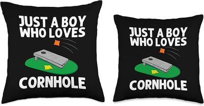 Cool Cornhole Design for Boys Kids Corn Bean Bag Toss Game Throw Pillow, 18x18, Multicolor