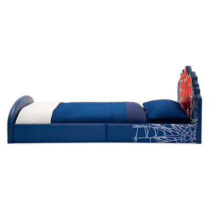 Delta Children Marvel Spider Man Upholstered Twin Bed, Red/Blue
