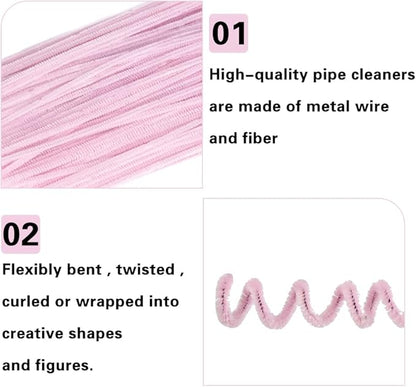 100 Pieces Pipe Cleaners Chenille Stem, Solid Color Pipe Cleaners Set for Pipe Cleaners DIY Arts Crafts Decorations, Chenille Stems Pipe Cleaners (Light Pink)