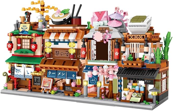 LOZ M6604 Mini Blocks Japanese Street View House Building Block Kit,1608 Pieces MOC Construction Creative Japan Architecture Model Set, Awesome Building Toys Gift for Kids and Adults