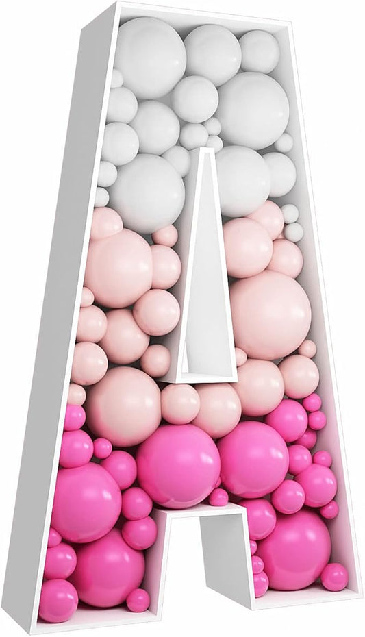 JW Passion - Premium Quality Made 3FT Tall Mosaic Balloon Frame Big Marquee Light Up Letters DIY Kit for Birthday Party Wedding Backdrop Decor Letter A Pre-Cut Foam Board
