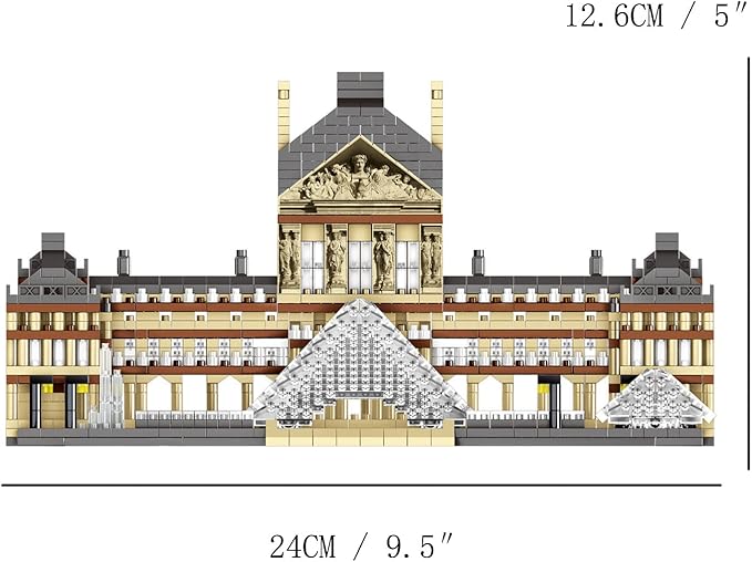 Paris Louvre Museum Building Blocks Set (3377Pcs) Famous World Architecture Educational Toys Micro Bricks for Kids Adults