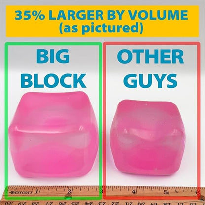 Premium Big Block Squeez'M Cube – 35% Larger Than The Standard Squishy Cube, Toy for Kids & Adults - Sensory Fidget for Stress Relief, Focus & Play – Colorful, Durable, Gift-Ready – ASTM Certified 3+