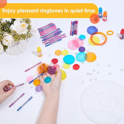 WEBEEDY 85 Pcs Wind Chimes Silicone Molds Kit Round Wind Bell Silicone Moulds with Metal Tubes, Resin Casting Molds, UV Resin for Summer Outdoor Indoor Decor Keychain Earring Ornaments Making Supplies