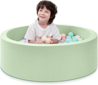 SHJADE Foam Ball Pit for Toddlers, 35.4"x 11.8" Kids Ball Pit, Soft Round Baby Ball Pool, Ideal Gift for Girls and Boys, Indoor and Outdoor Game(Green, NO Balls)