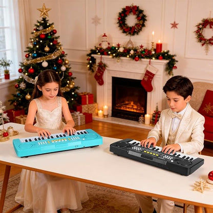 Keyboard Piano for Kids, BIGFUN 37 Keys Toddler Piano Multifunction Music Educational Instrument Toy, Electronic Kids Keyboard Set for 3-7 Year Old Girls and Boys (2PCS, Black + Blue)