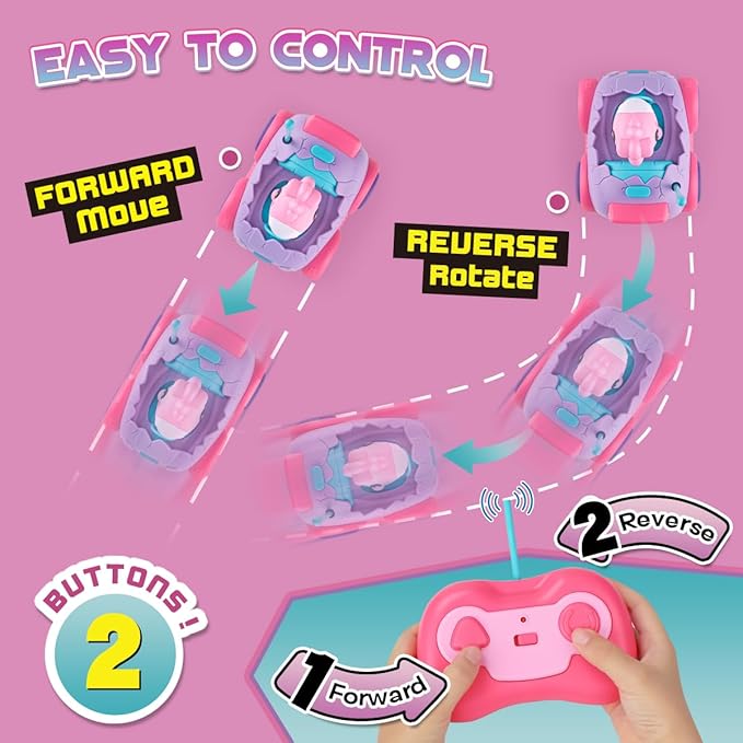 Nueplay Remote Control Car for Toddler Age 2 3 4 5, Electric RC Car Toys with Light & Music, Toddler Toys, Race Car Vehicles, Horse Figures Truck, Christmas Birthday Gift for Baby Girls, Purple