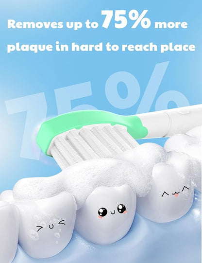 Toptheway Kids Replacement Heads for Philips Sonicare: Kids 7+ Standard Sonic Electric Toothbrush Heads, Pink and Green, 4 Pack