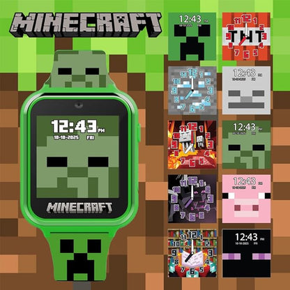 Minecraft Kids Smartwatch - Interactive LED Screen Watch with 10 Custom Watch Faces, Games, Camera, Alarm, Step Tracker & More - Fun Tech Gift for Boys and Girls - Fits Wrists 5.5'' to 8.0"