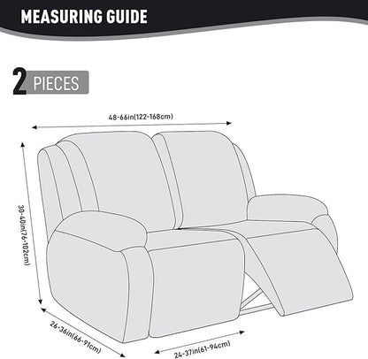 KinCam Recliner Covers, Stretch Reclining Chair Covers, Recliner Sofa Slipcovers Stripe Jacquard Recliner Couch Covers Furniture Protector Covers for Pet Kid (2 Seater, Black)