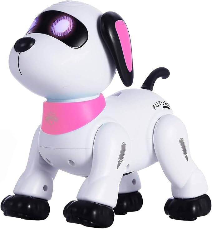 yiman Remote Control Robot Dog Toy – Programmable Smart Robot Dog for Kids 3+, Interactive Dancing & Sound, RC Stunt Toys with LED Eyes, Electronic Pet Toy for Boys & Girls Gifts (Pink)