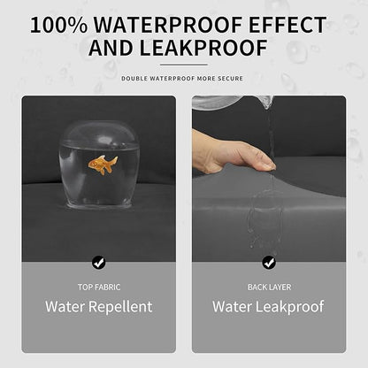 Easy-Going 100% Dual Waterproof Stretch Soft Couch Cover for Dogs, Sofa Slipcover for 3 Separate Cushion Couch Leakproof Furniture Protector for Kids, Pets Dark Gray