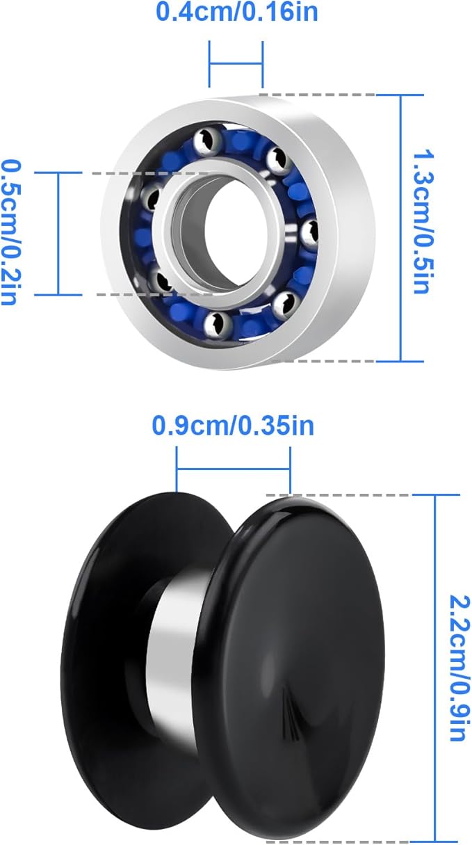 NiArt Fidget Spinner Toy DIY Bearing with Caps Set 48-Pack, MR137 0.5" Single-Sealed Chrome Steel Bearing Balls Replacement High Speed 13mmx7mmx4mm Epoxy Resin Casting Craft Skateboard Stress Reliever
