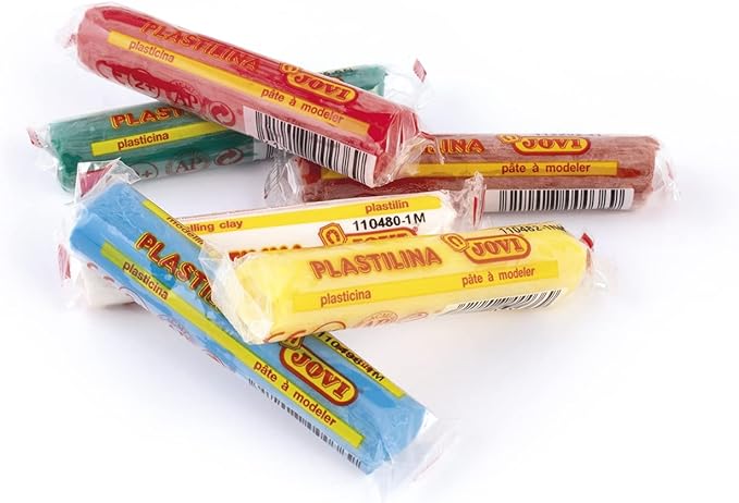 Jovi Plastilina Reusable Non-Drying Modeling Clay; .5 oz. Rolls, Set of 6 Colors, Perfect for Arts and Crafts Projects