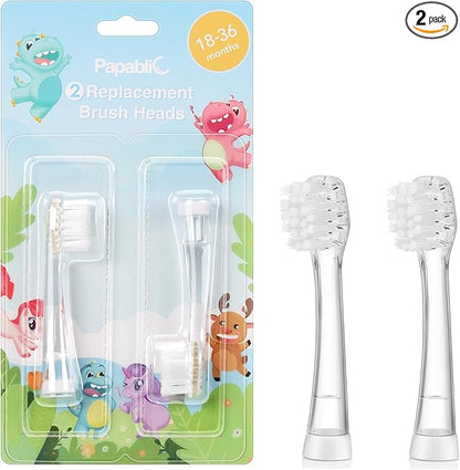 Papablic Replacement Toothbrush Heads - 2 Count | Compatible with Papablic BabyHandy & Toddler Sonic Electric Toothbrushes (18-36 Months)
