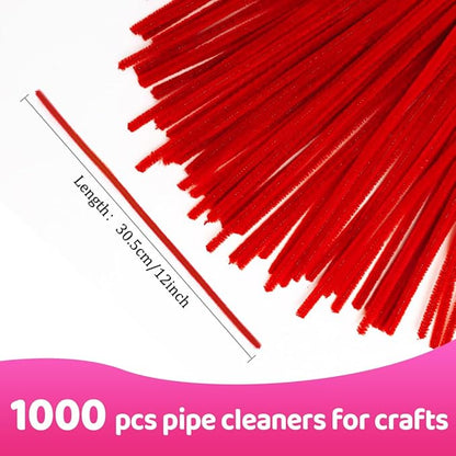 Praisebank 1000pcs Red Pipe Cleaners, Pipe Cleaners, Pipe Cleaners for Crafts.