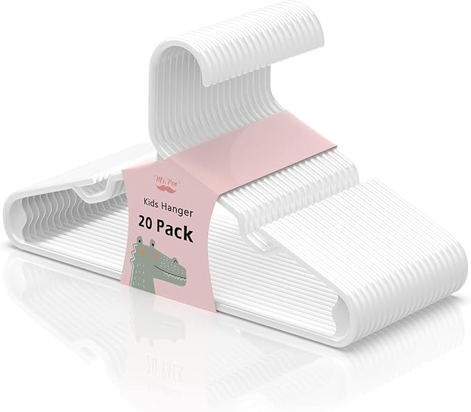 Mr. Pen- Kids Plastic Hangers, 20 Pack, White Baby Hanger, Childrens Hangers for Clothes, Baby Hangers for Closet, Kids Hangers, Baby Clothes Hangers, Toddler Hangers, Kid Hangers, Hangers for Kids