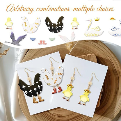 ORIGACH 15 Pcs Farm Animals Chicken Duck Polymer Clay Cutters Set Earring Clay Cutter DIY Craft Supplies for Earring and Jewelry Making
