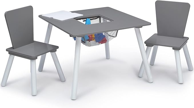 Delta Children 4-Piece Toddler Playroom Set, Grey/White