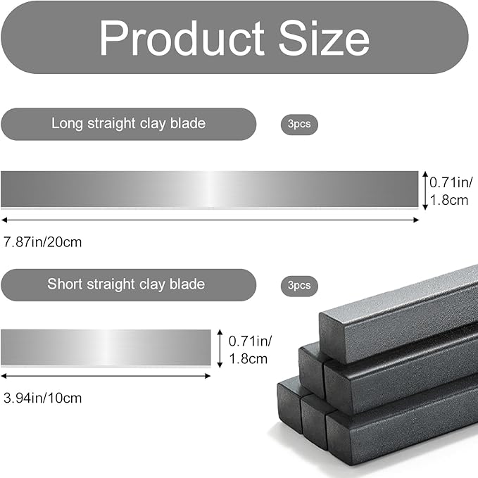 6 Pcs Flexible Polymer Clay Cutters Straight 7.9inches 3.9inches Stainless Blade Polymer Knife Cutting Slicing Tools Set for Clay DIY Shaping Modelling Sculpting Supplies Straight Craft Tools(Silver)