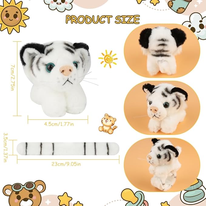 jarbins Animal Slap Bracelets Stuffed Animal Tiger Stuffed Animal Plush Slap Bracelets Bulk Kids Toys Wristband for Children Birthday Party Favors