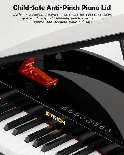 STRICH 37 Keys Kids Piano Keyboard Set, Mini Grand Digital Piano for Kids with Stand Chair, Wood Piano for 3+ Girls and Boys, Classic Black, SEK-60