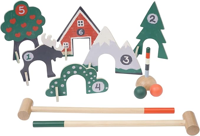 Manhattan Toy Through The Woods Two-Player 11-Piece Croquet Set for Kids with Travel Storage Bag