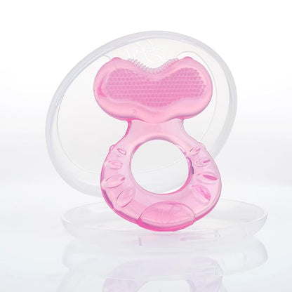 Nuby Silicone Teethe-eez Teether with Bristles, Includes Hygienic Case, Pink