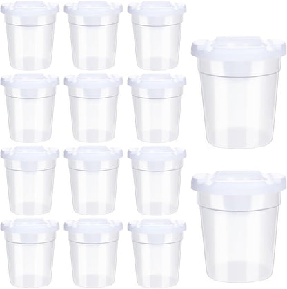 12 Packs No Spill Paint Cups for Kids Small Plastic Paint Containers with Lids Spill Proof Water Cup for Painting, School, Classroom, Art Crafts Supplies