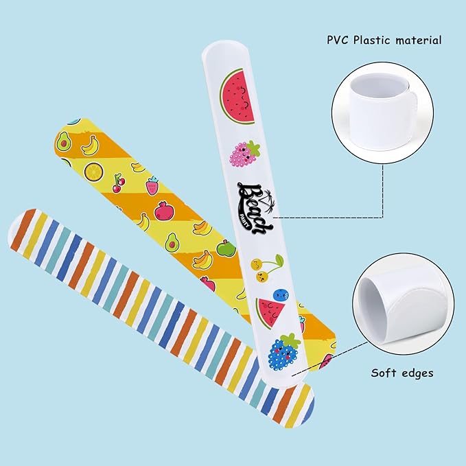 LOMIMOS 42PCS Blank Slap Bracelets,DIY Bands Wristbands Party Favors for Kids School Craft Projects Painting