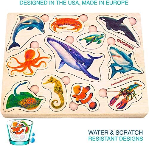 QUOKKA Wooden Puzzles for Toddlers 1-3 – 3xSET Toddler Puzzles Ages 2-4 – Montessori Animal Toy Puzzles for Toddlers 3-5 Year Old – Wood Toy Learning Realistic Animals for Boy and Girl