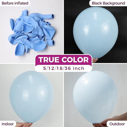 Bezente Pastel Blue Latex Party Balloons - 100 Pack 12 inch Round Helium Light Blue Bridal Blue Balloons for Wedding Bridal Shower Gender Reveal Birthday Party Decoration