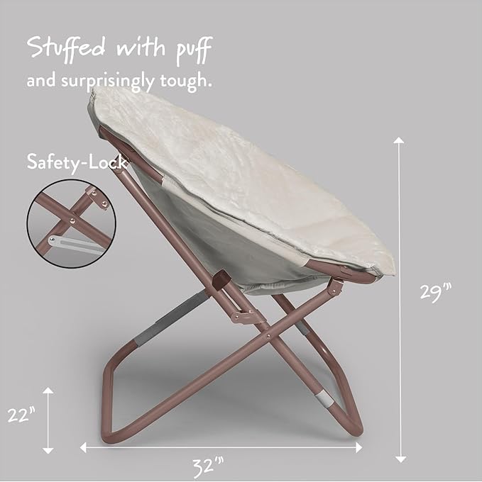 Urban Lifestyle Faux Fur Saucer Chair, 22"D x 32"W x 29"H, White/Gold