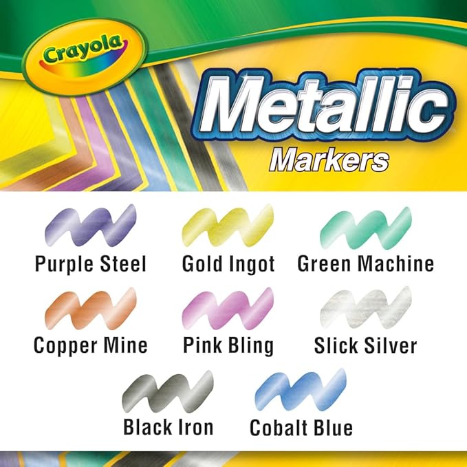 Crayola Metallic Markers, Art Supplies, 8 Count, Colors May Vary