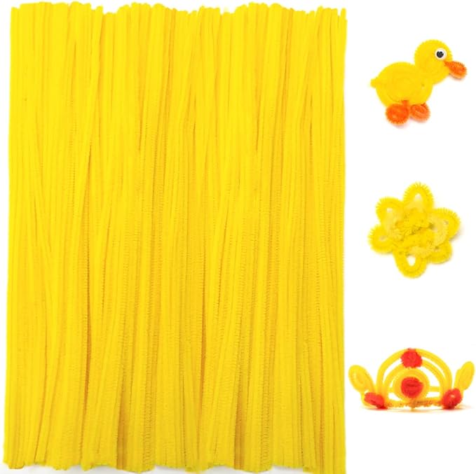 Praisebank Pipe Cleaners for Crafts (200pcs in Yellow), 12 inch Long Pipe Cleaners, Yellow Pipe Cleaners.