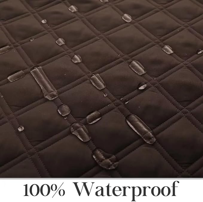 TOMORO Non-Slip Recliner Sofa Cover - 100% Waterproof Recliner Chair Slipcover Furniture Protector, Washable Couch Cover with Elastic Straps for Dog and Kids, Brown, 23 Inch Middle